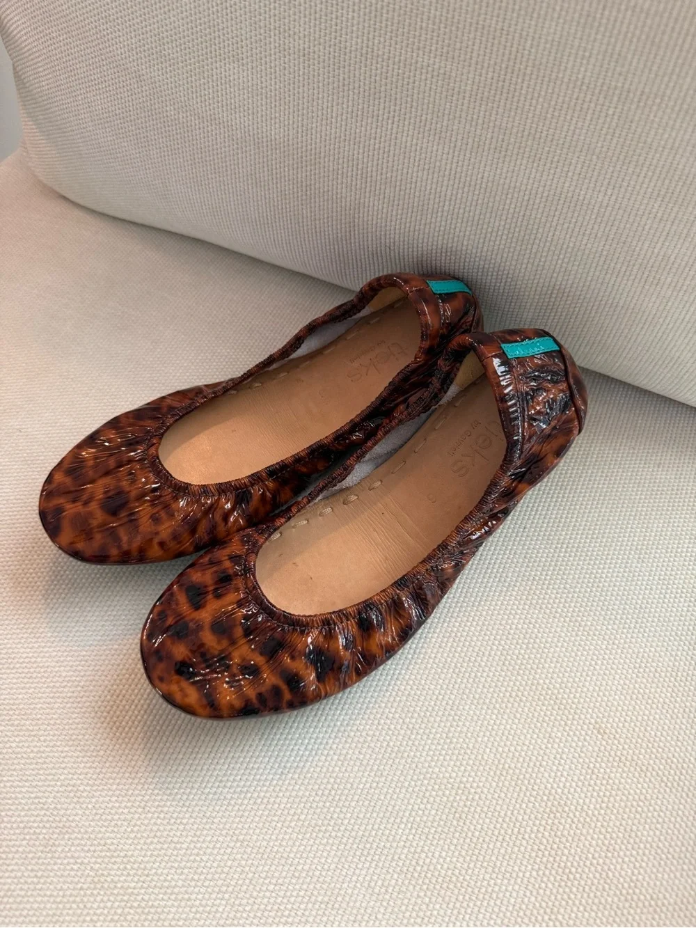 Tieks Tortoiseshell Ballet Flat with Teal Sole - Picture 2 of 8